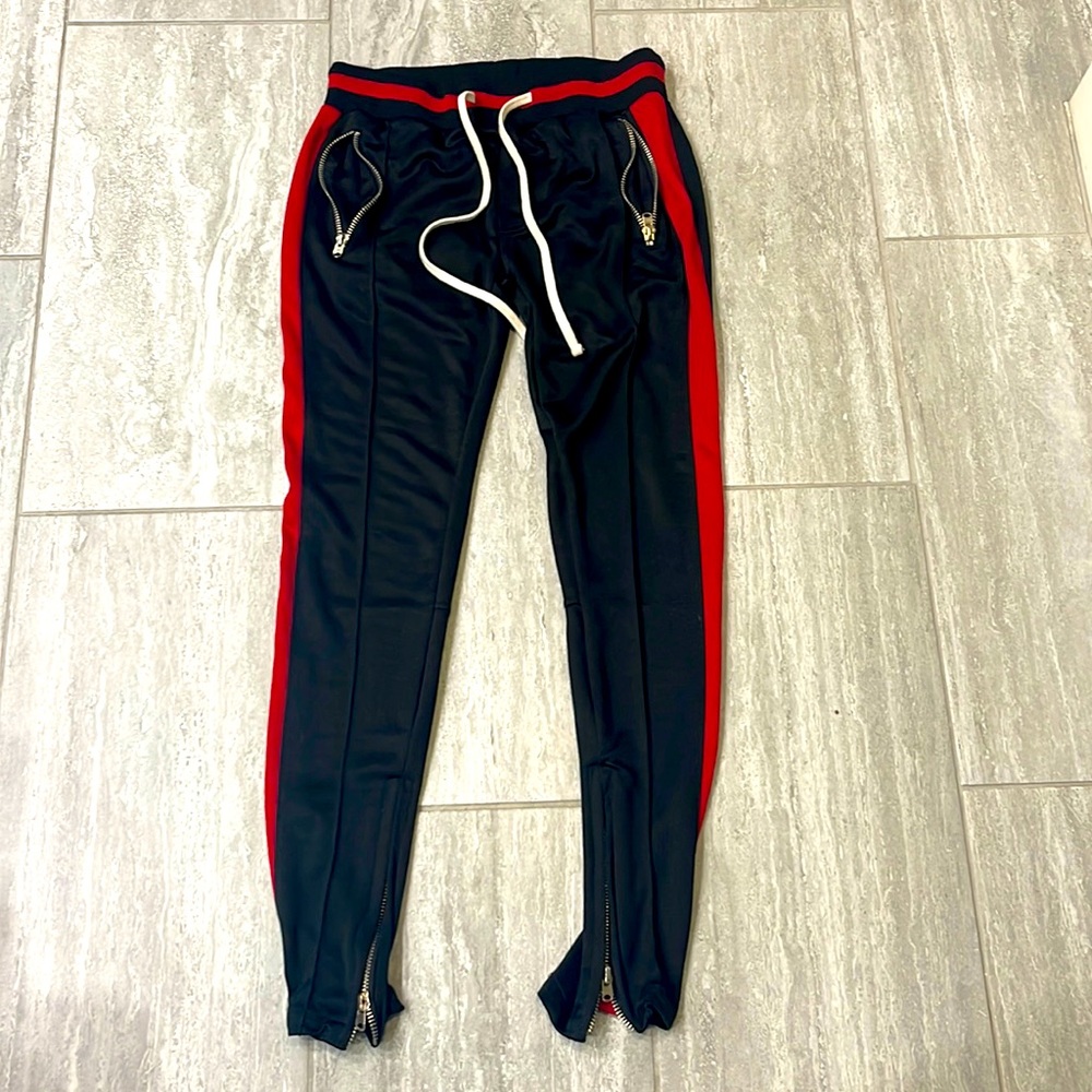 MNML track pants joggers size medium black and red